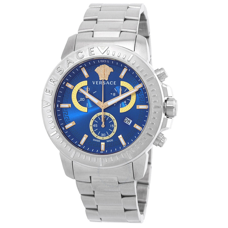 Versace New Chrono Chronograph Quartz Blue Dial Men's Watch VE2E00721 - The Watches Men & Co