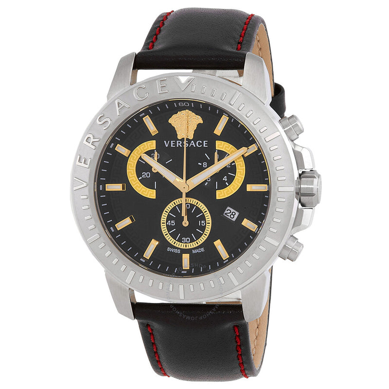 Versace New Chrono Quartz Black Dial Men's Watch VE2E00121 - The Watches Men & Co