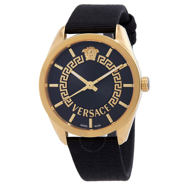 Versace New V Circle Quartz Black Dial Ladies Watch VE8A00224 - The Watches Men & Co