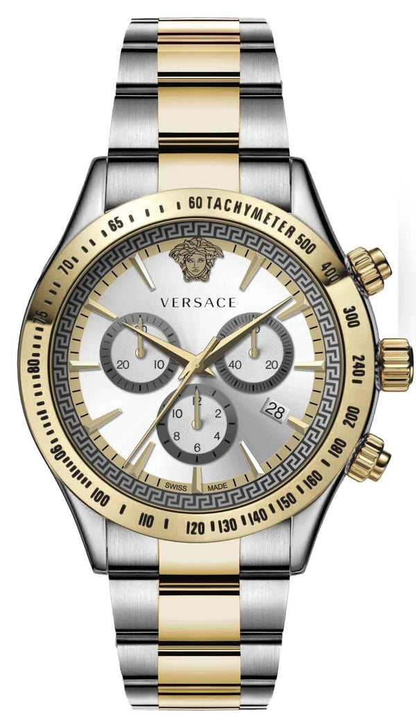 Versace Quartz Two-Tone Stainless Steel Silver Dial Men’s Watch VEV700519 - Men’s Watches