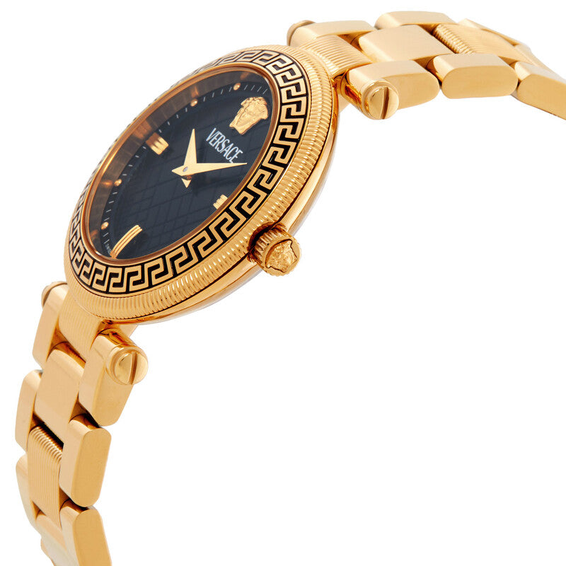 Versace Reve Lady Black Dial Gold Watch - VE8B00624