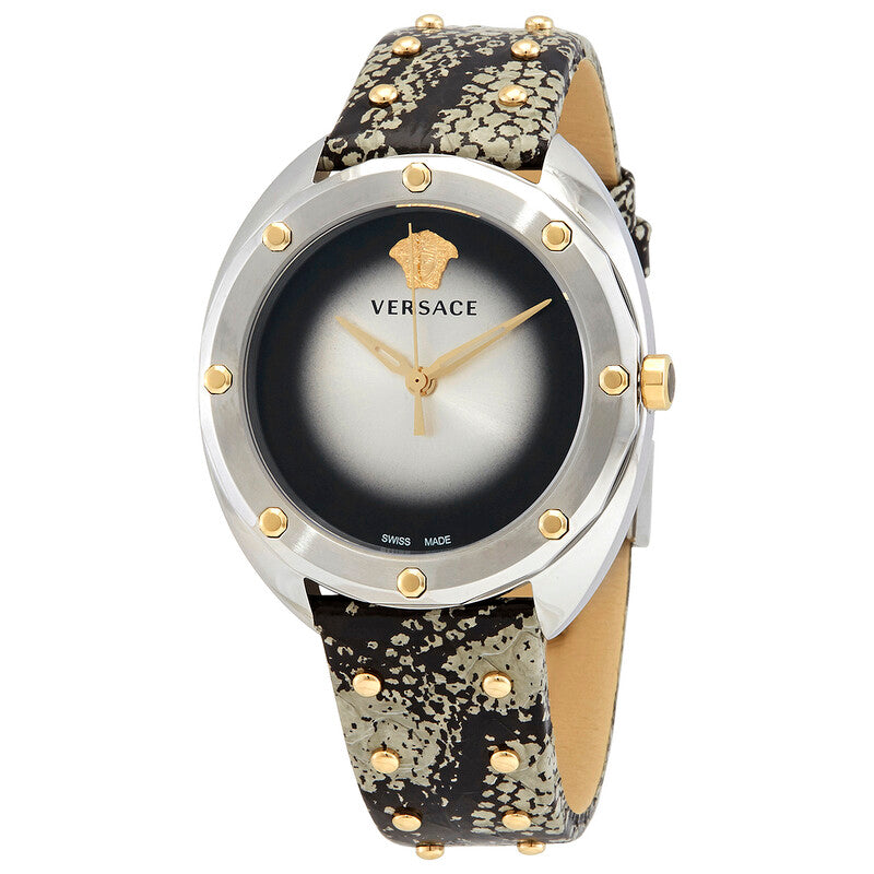 Versace Quartz Green Leather Strap Silver Dial 38mm Women's Watch VEBM00718