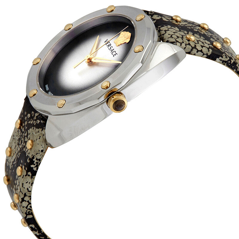 Versace Quartz Green Leather Strap Silver Dial 38mm Women's Watch VEBM00718
