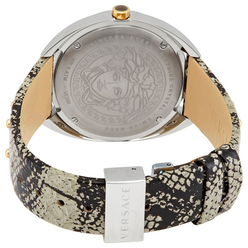 Versace Quartz Green Leather Strap Silver Dial 38mm Women's Watch VEBM00718