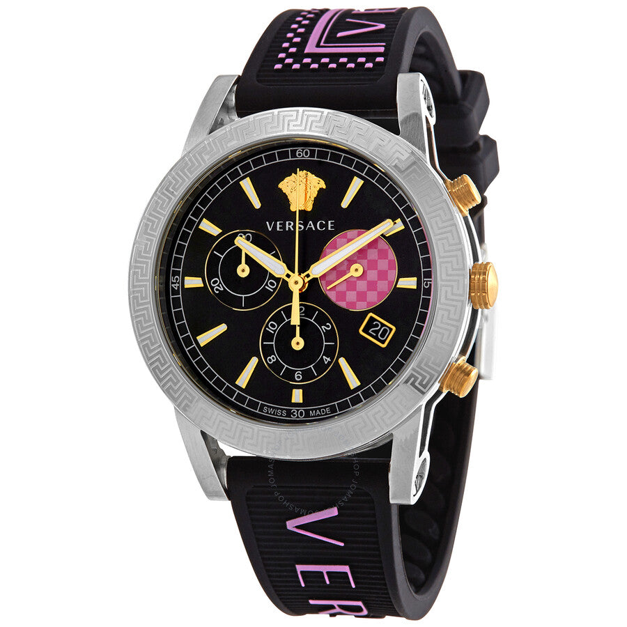 Versace Sport Tech chronograph ladies watch angled view showing case and band details