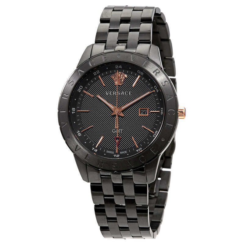Versace Univers GMT Quartz Black Dial Men's Watch VEBK00618