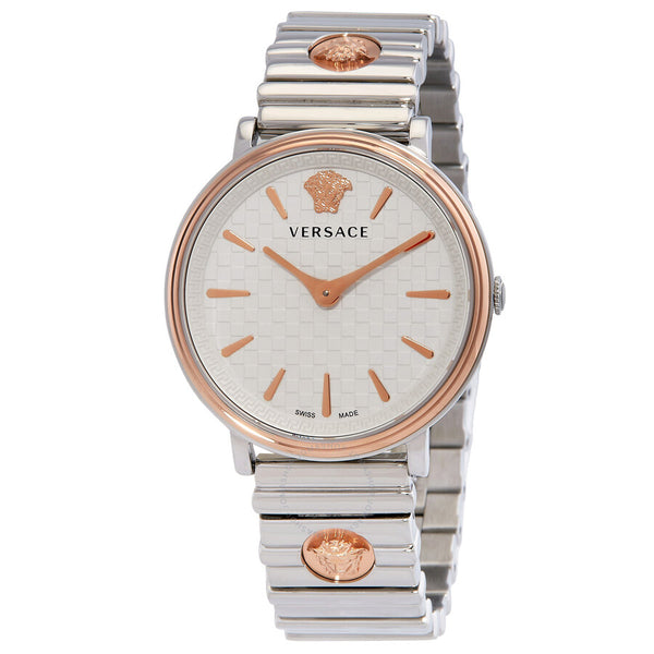 Versace V Circle Quartz Silver/White Dial Men's Watch VE81050 22 - The Watches Men & Co