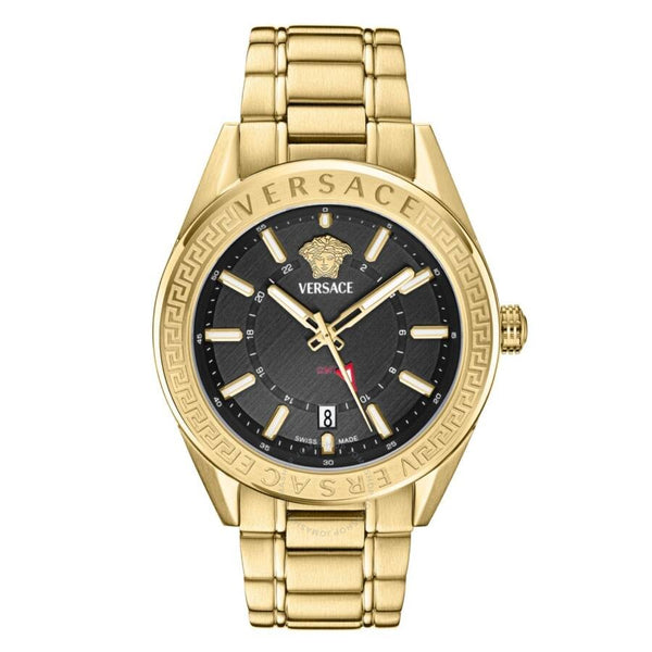 Versace V-Code GMT Quartz Black Dial Men's Watch VEAFA0724 - The Watches Men & Co