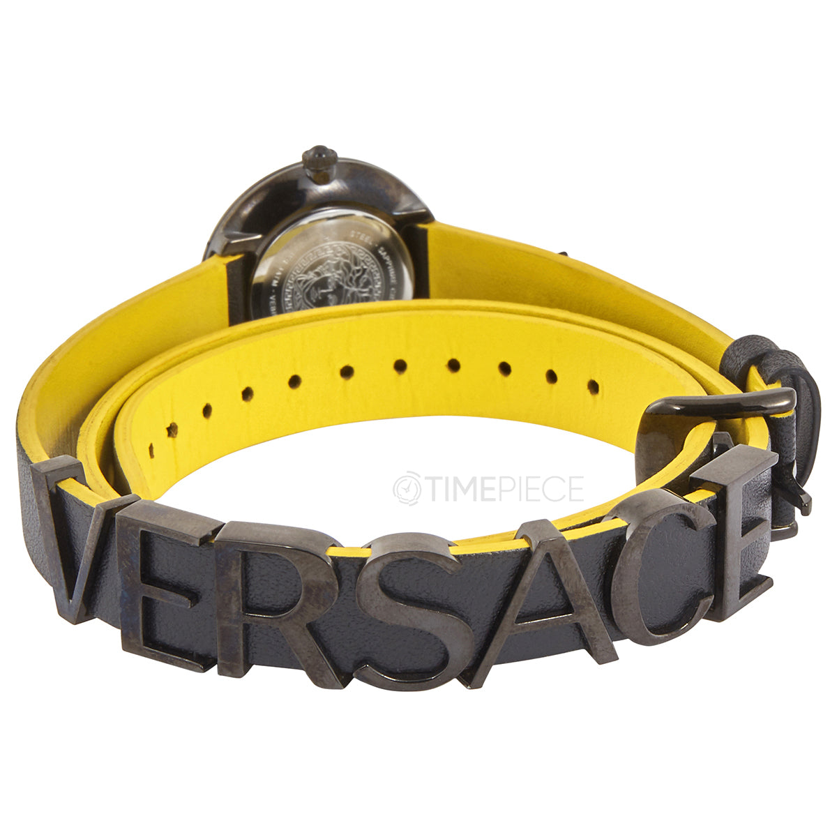 V-Flare caseback showing Versace branding and double wrap configuration