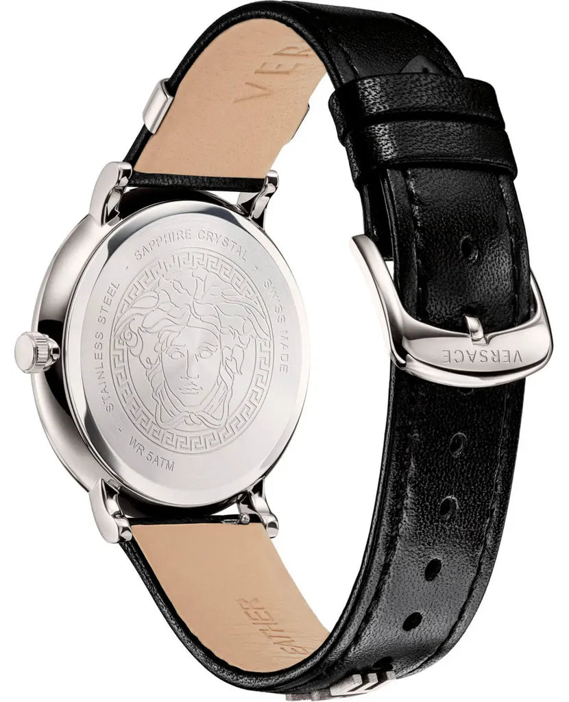 Versace watch caseback with engraved Medusa medallion and VERSACE text