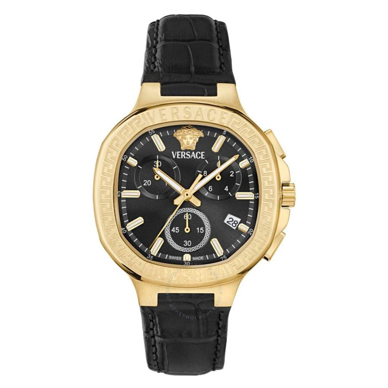 Versace V-Chrono Square Chronograph Quartz Black Dial Watch VEVCA0224 - The Watches Men & Co