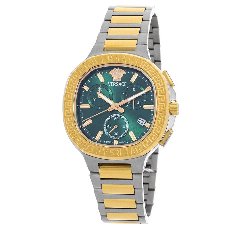 Versace V-Chrono Square Chronograph Quartz Green Dial Watch VEVCA0624