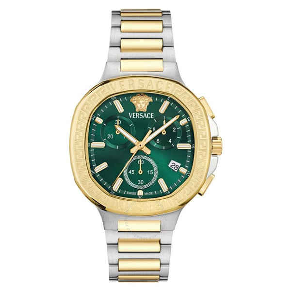 Versace V-Chrono Square Chronograph Quartz Green Dial Watch VEVCA0624 - The Watches Men & Co