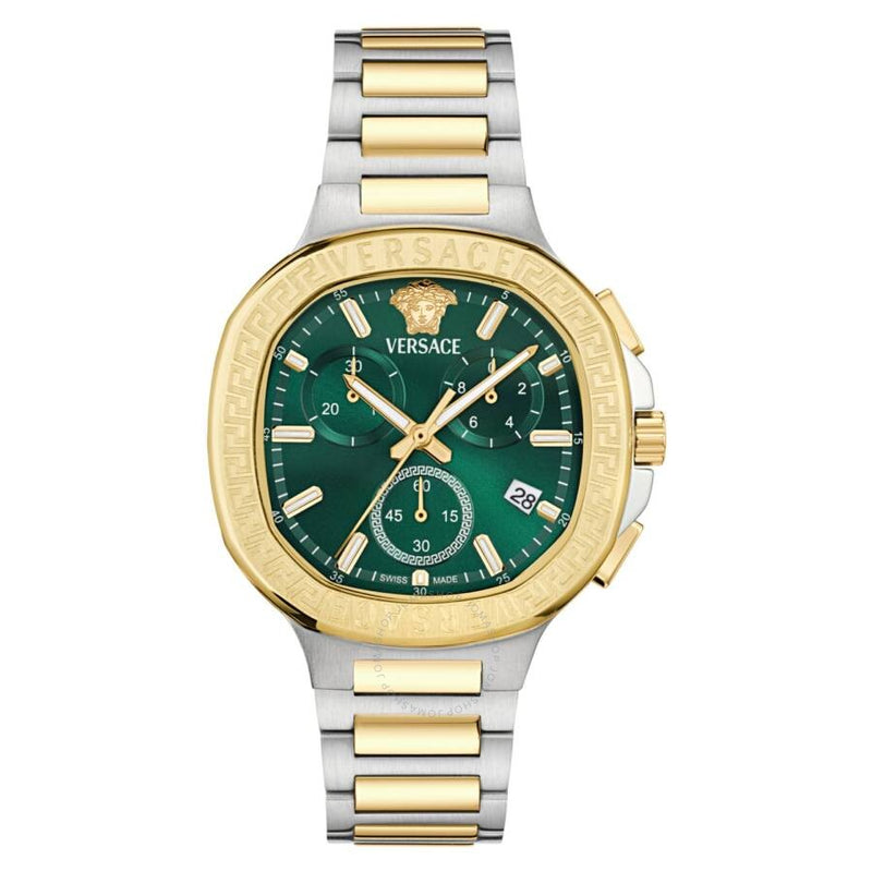 Versace V-Chrono Square Chronograph Quartz Green Dial Watch VEVCA0624 - The Watches Men & Co