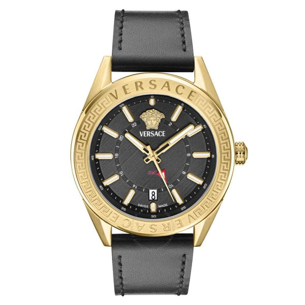 Versace V-Code GMT Quartz Black Dial Men's Watch VEAFA0224 - The Watches Men & Co