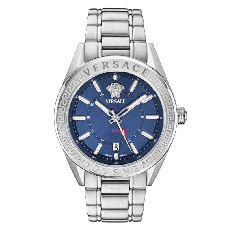 Versace V-Code GMT Quartz Blue Dial Men's Watch VEAFA0424 - The Watches Men & Co