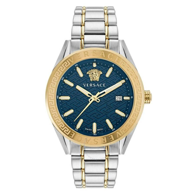 Versace V-Code Quartz Blue Dial Men's Watch VE6A00523 - The Watches Men & Co