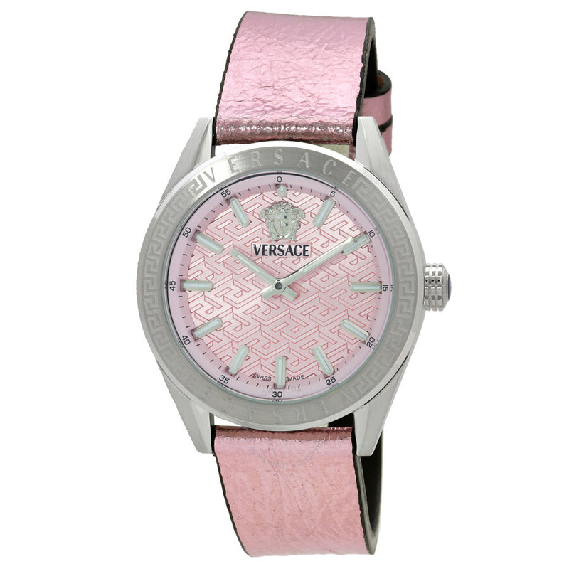 Versace V-Code Quartz Pink Dial Ladies Watch VE8I00124 - The Watches Men & Co