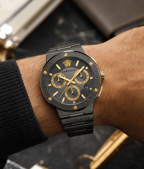 Versace Greca Logo Chronograph Quartz Grey Dial Men's Watch VEZ900521