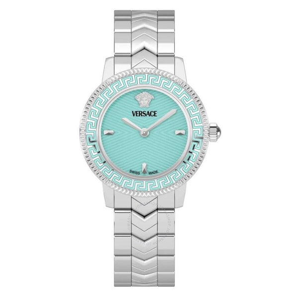 Versace V-Icon Quartz Turquoise Dial Ladies Watch VEUCA0324 - The Watches Men & Co