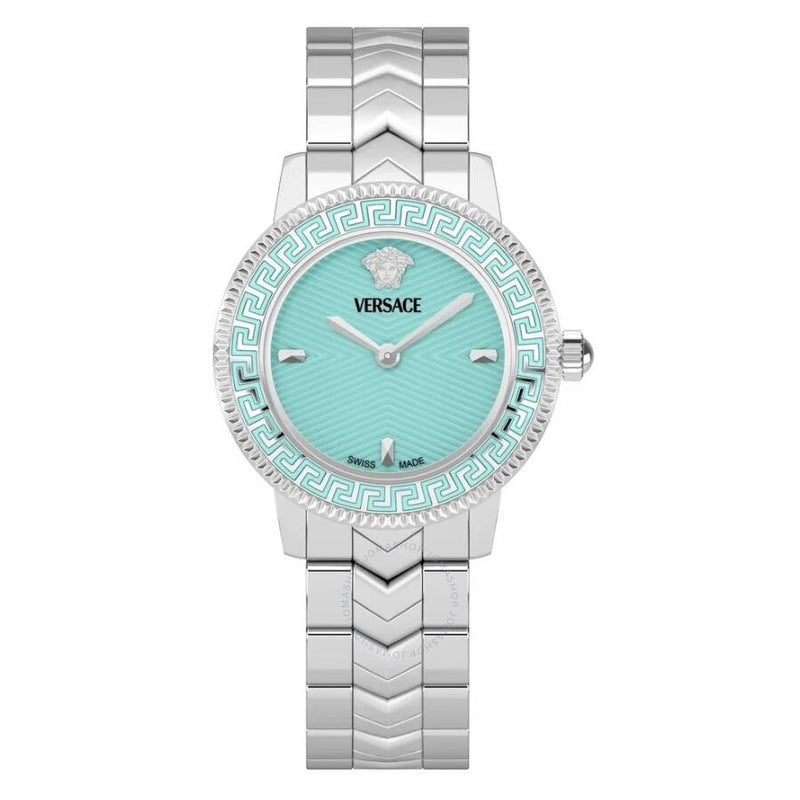 Versace V-Icon Quartz Turquoise Dial Ladies Watch VEUCA0324 - The Watches Men & Co