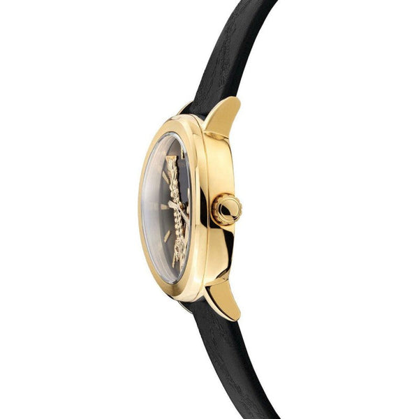 Versace Virtus Quartz Black Dial Black Leather Ladies Watch VEHC00119 - Watch