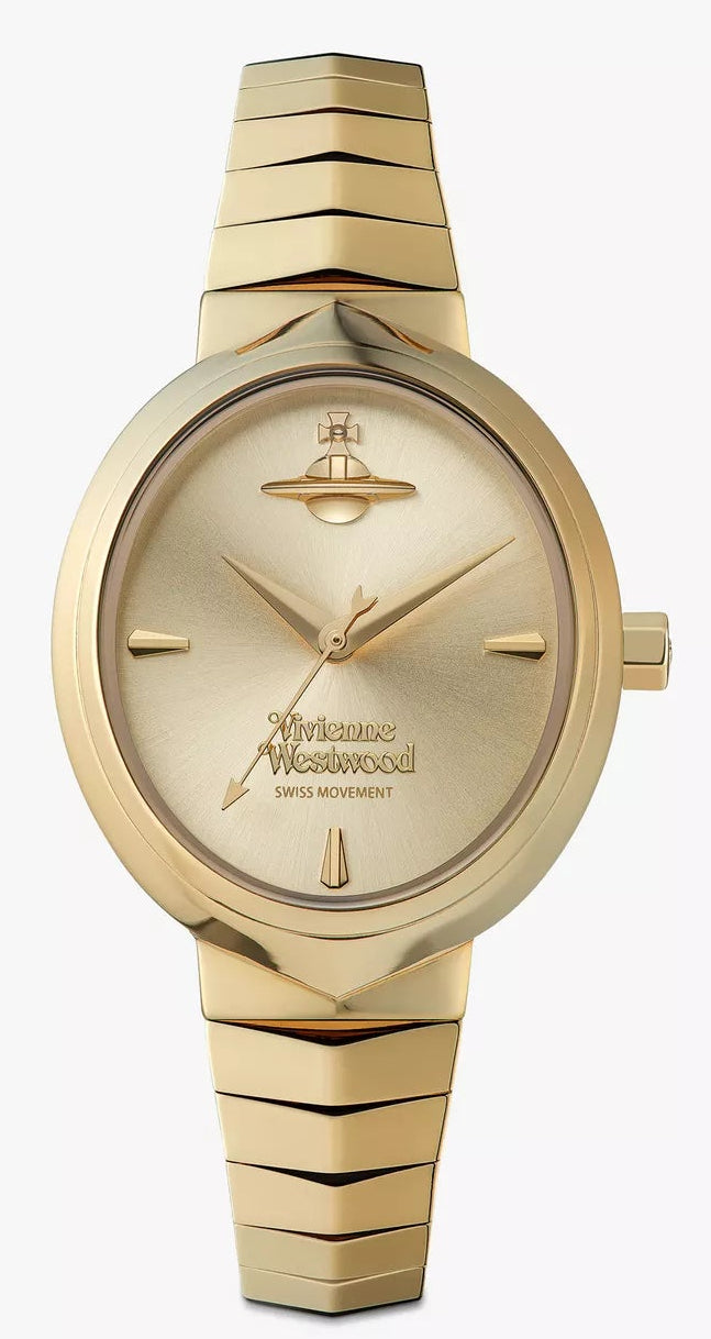 Vivienne Westwood Armour gold ladies watch with oval dial and gold-tone stainless steel bracelet