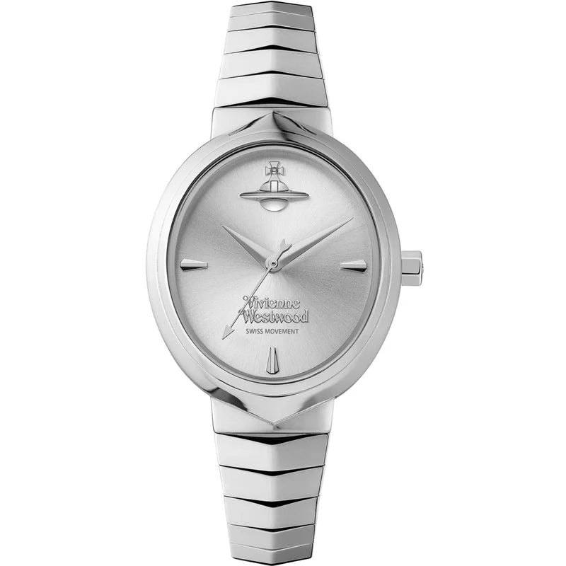 Vivienne Westwood Armour silver ladies watch with oval dial and stainless steel bracelet