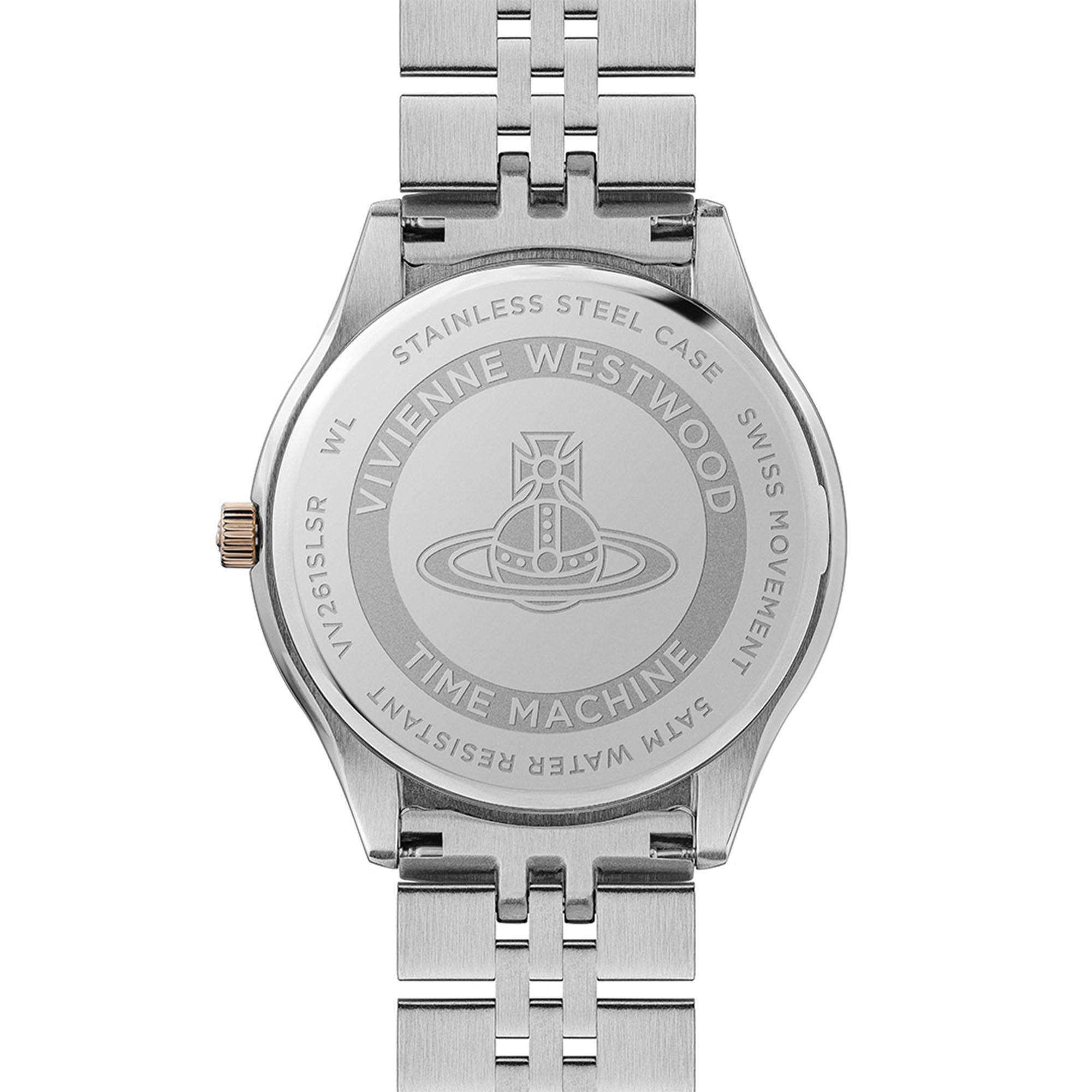 Vivienne Westwood Camberwell caseback showing stainless steel case and Time Machine engraving