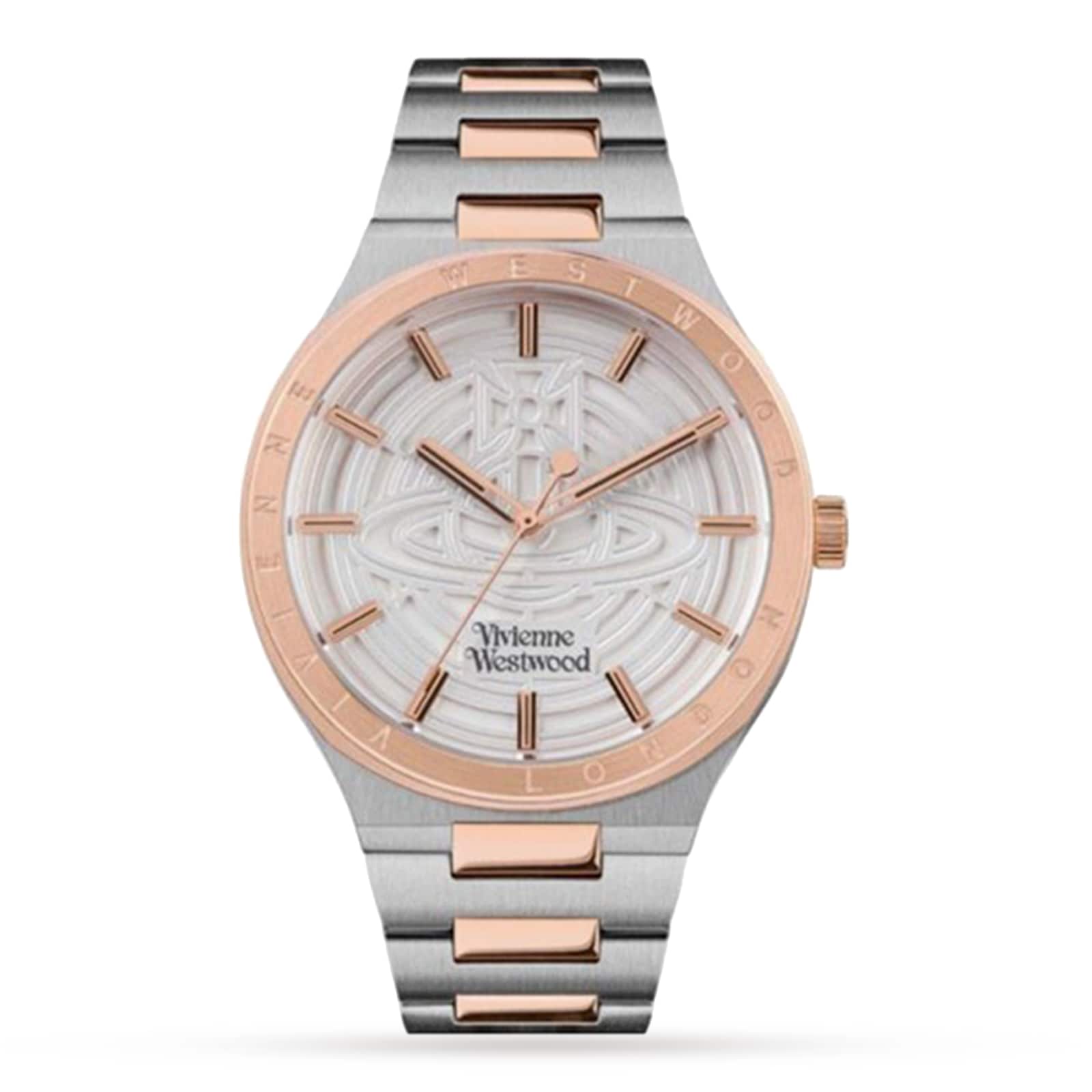 Vivienne Westwood ELTHAM men's watch with rose gold and silver two-tone stainless steel case and bracelet