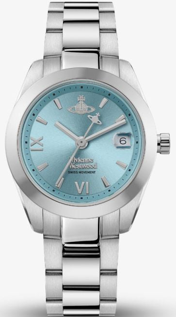 Vivienne Westwood Fenchurch ladies watch with turquoise dial, silver case and stainless steel bracelet