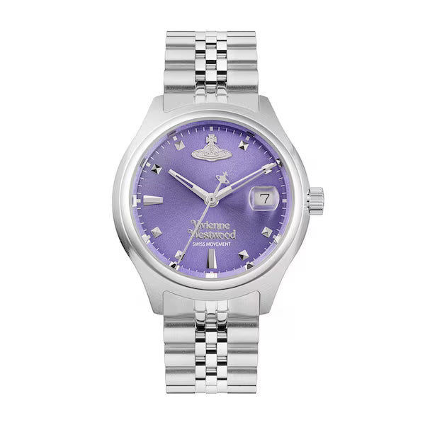Vivienne Westwood Little Camberwell ladies watch with purple dial and stainless steel bracelet