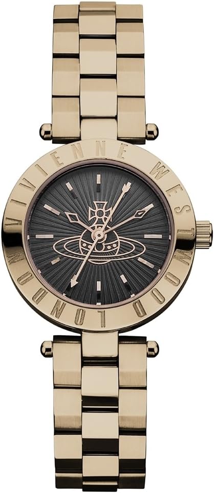 Vivienne Westwood Orb Pop rose gold women's watch with black dial and rose gold stainless steel bracelet