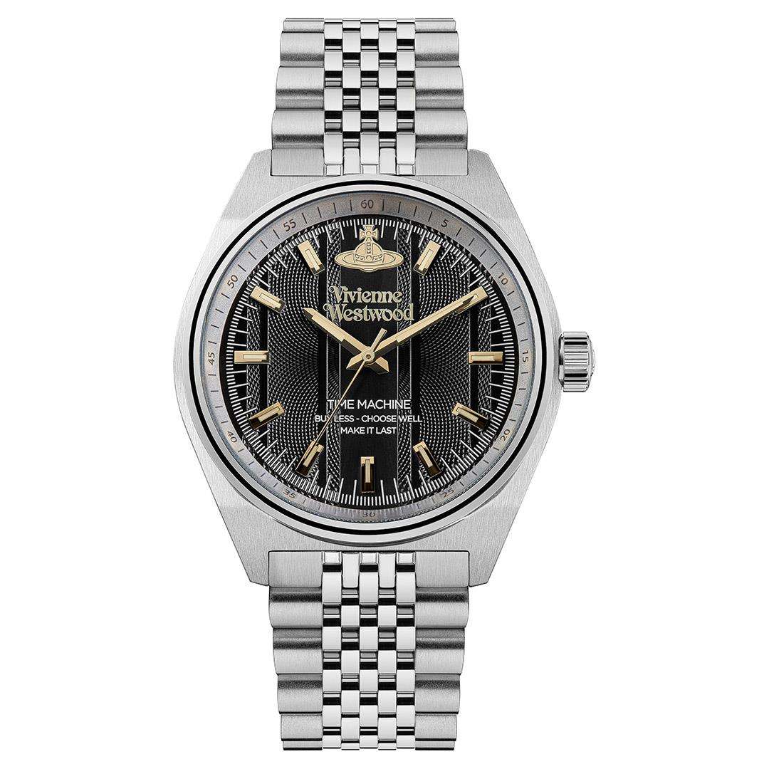 Vivienne Westwood Orb Pop stainless steel women's watch with black dial and gold accents