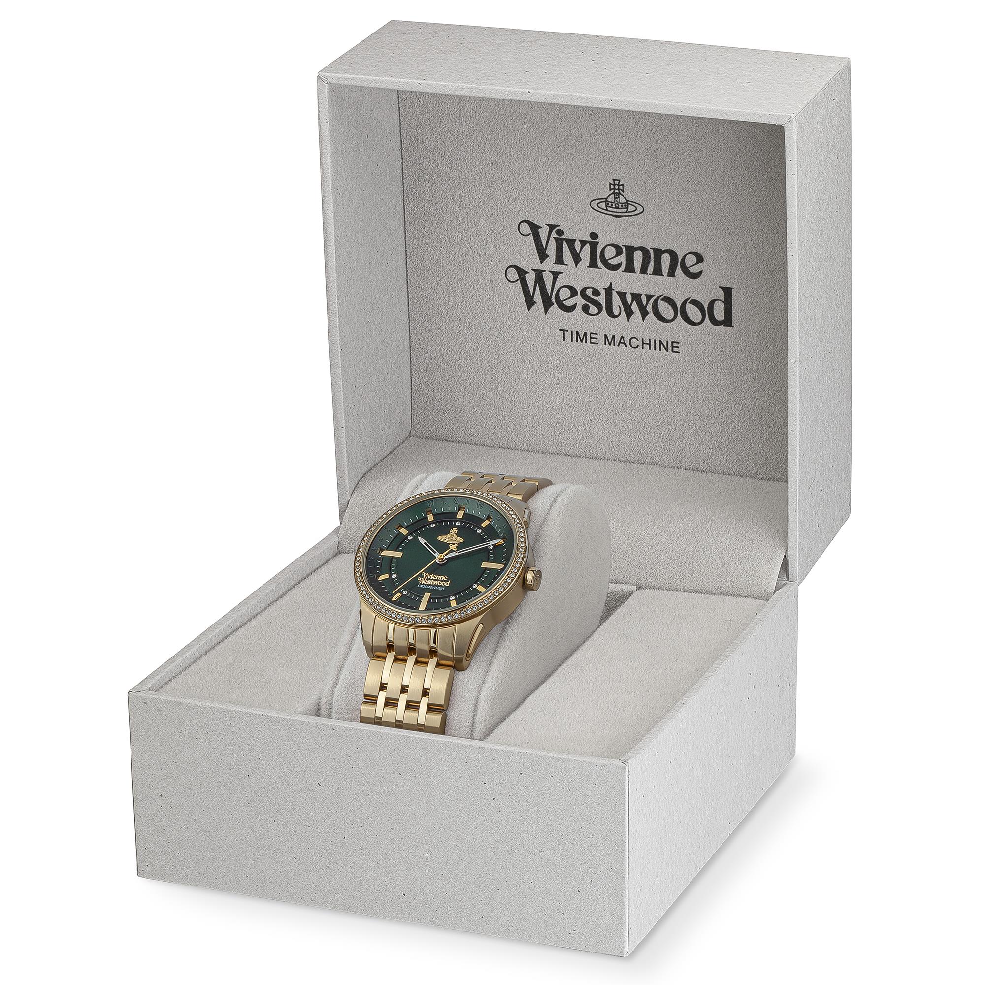 Vivienne Westwood Time Machine gift box containing the gold-tone Orb Pop watch