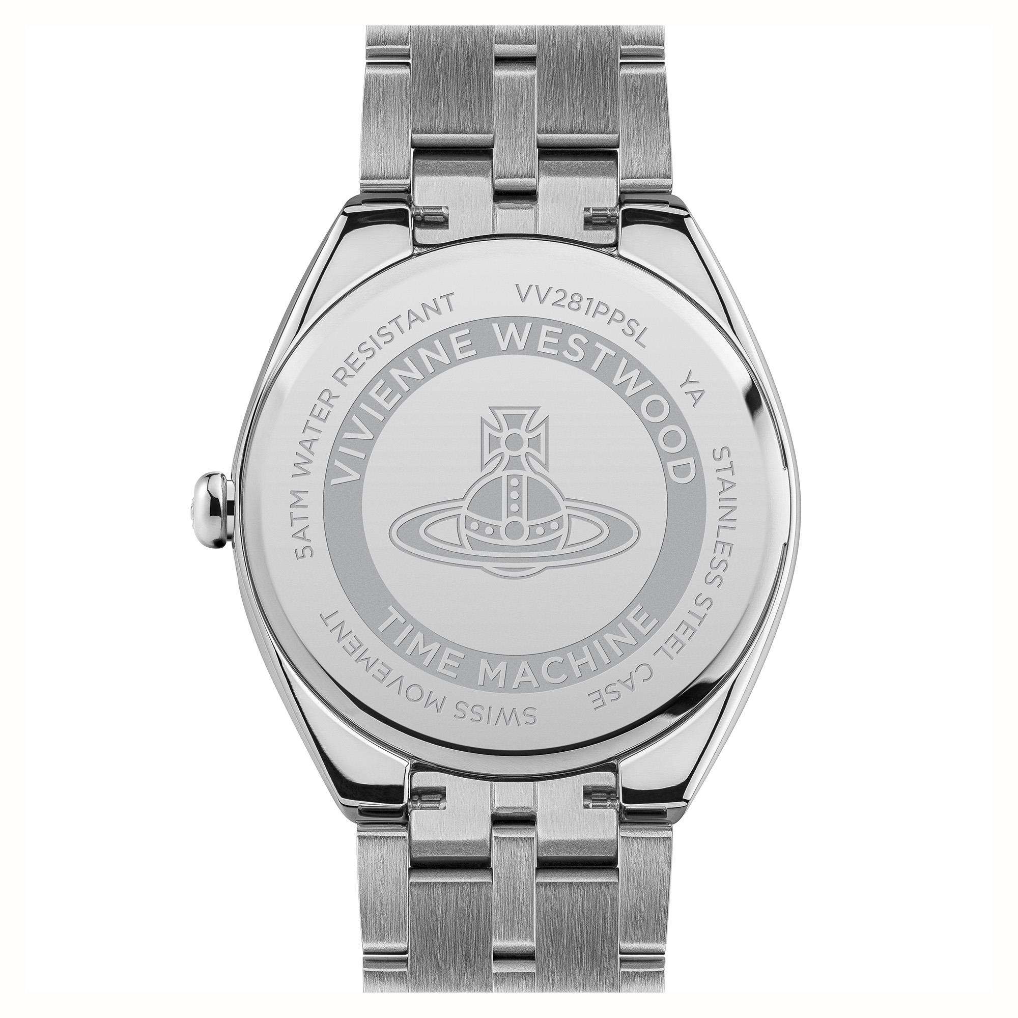 Vivienne Westwood Orb Pop VV281PPSL watch caseback with engraved Orb logo and text