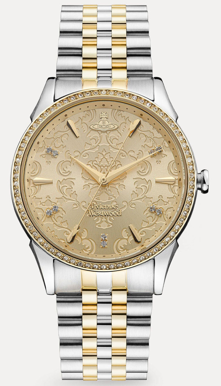 Vivienne Westwood VV208CPSG two-tone watch with champagne dial and crystal bezel