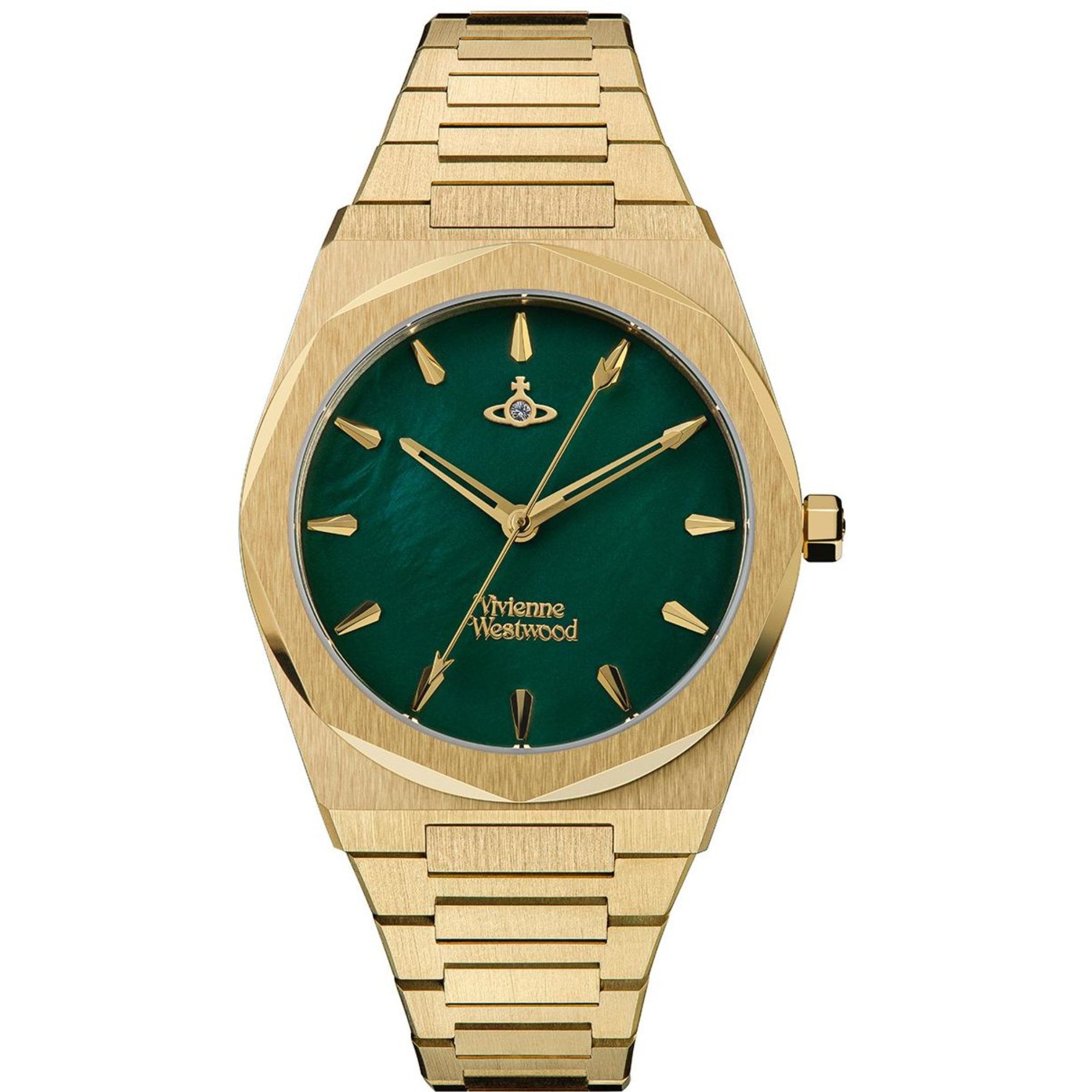 Vivienne Westwood Limehouse gold-plated watch with green dial and gold hour markers