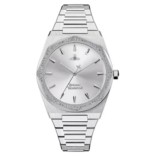 Vivienne Westwood Limehouse VV244SLSL ladies watch with silver dial and crystal-set bezel on stainless steel bracelet