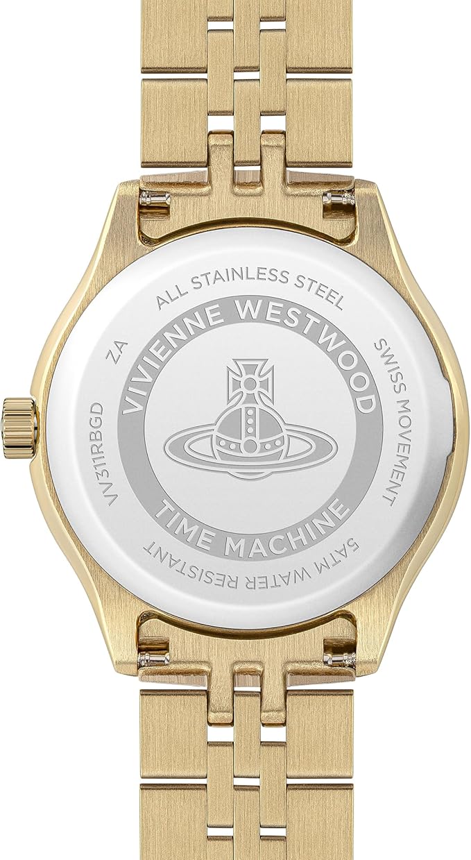 Vivienne Westwood VV317RBSG caseback showing all stainless steel construction and logo