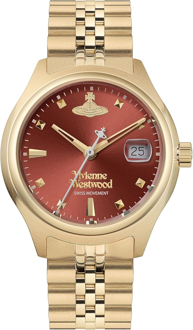 Vivienne Westwood VV317RBSG two-tone watch with red dial and date window