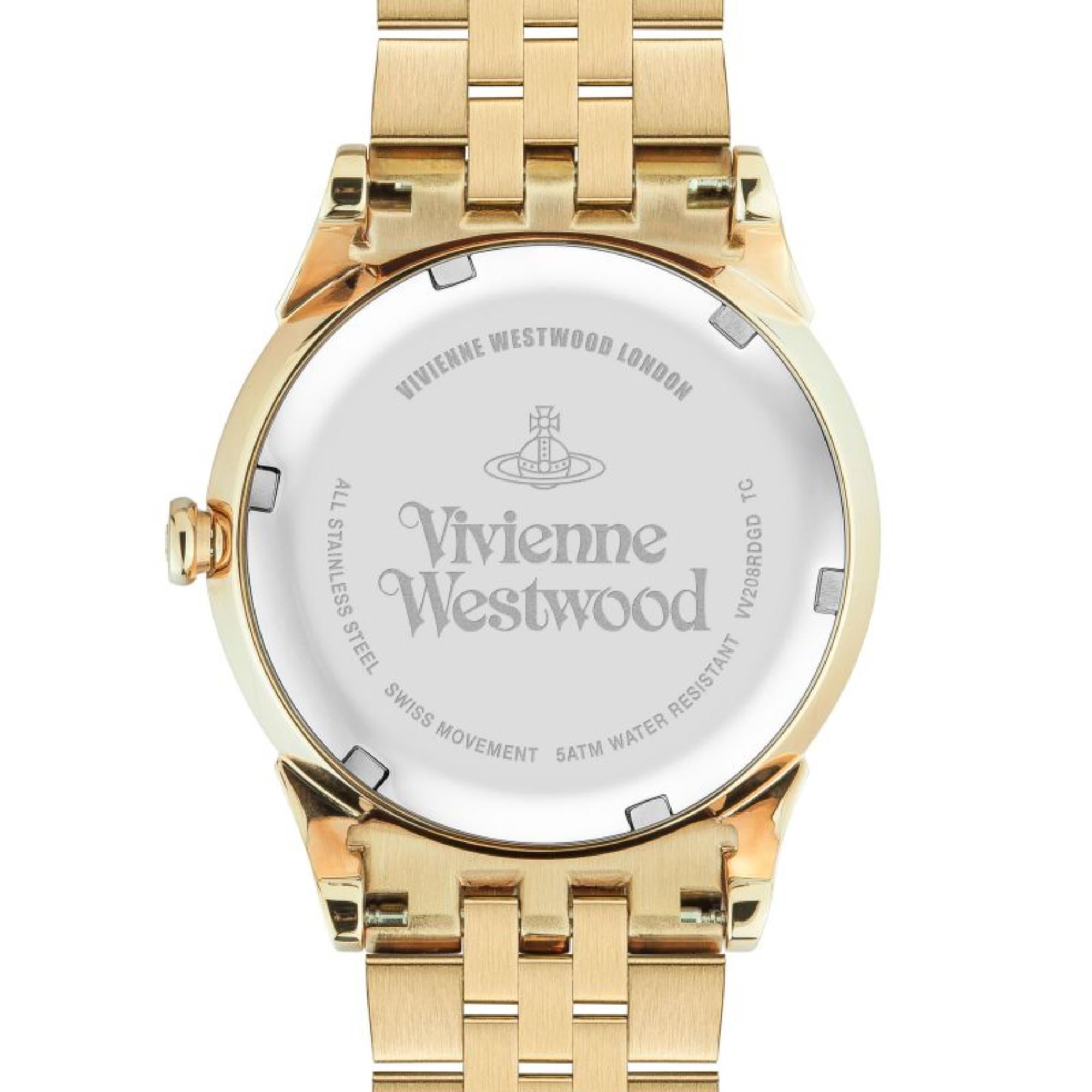 Vivienne Westwood Wallace watch caseback showing brand logo and specifications