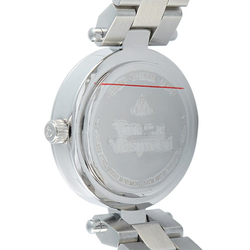 Vivienne Westwood Westbourne watch caseback showing stainless steel case and bracelet detail
