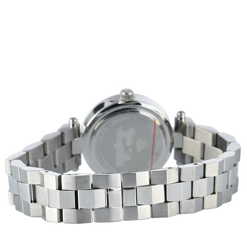 Vivienne Westwood Westbourne watch with stainless steel checkered bracelet worn on wrist