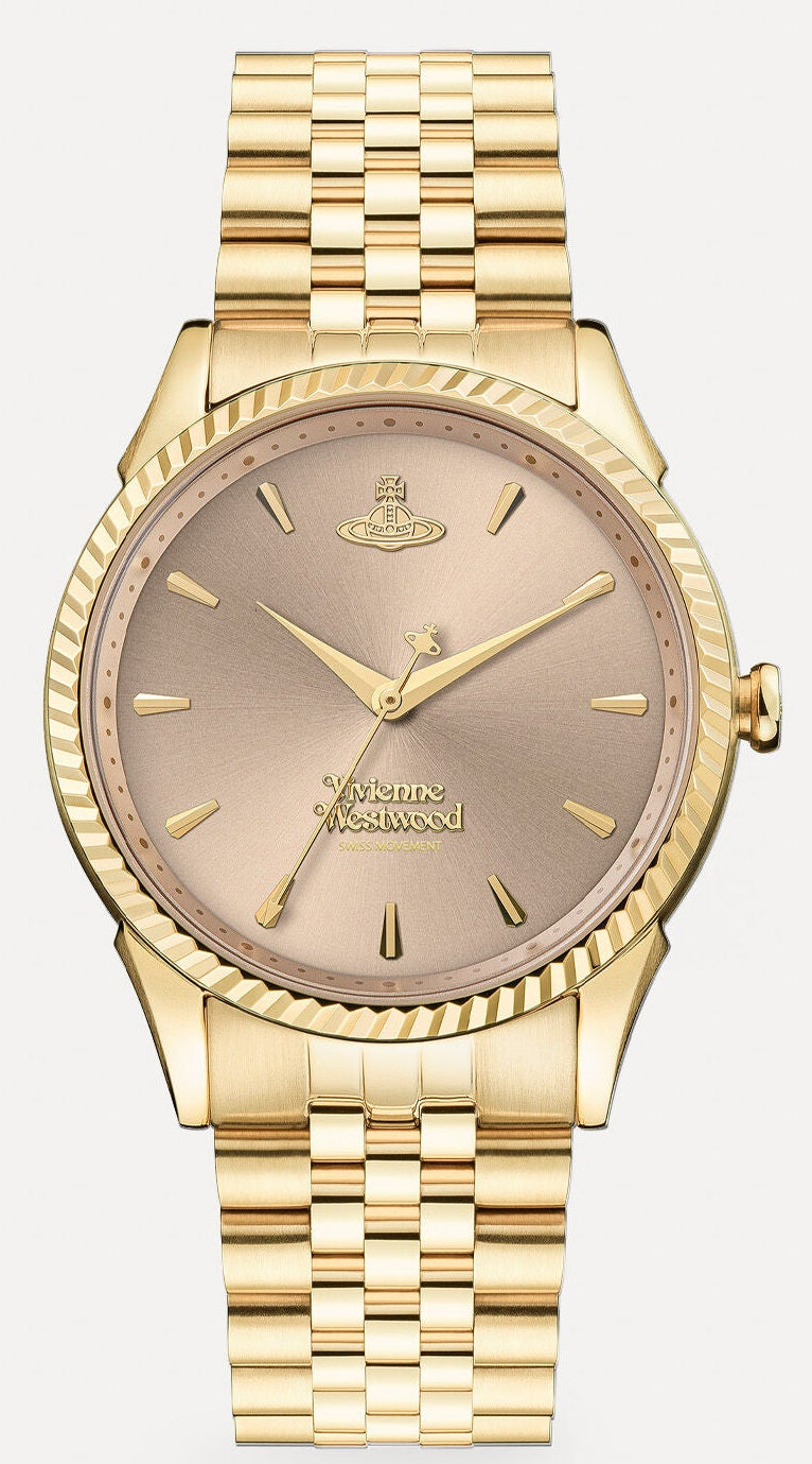 Vivienne Westwood Seymour 38mm ladies watch with champagne dial and gold-plated steel bracelet