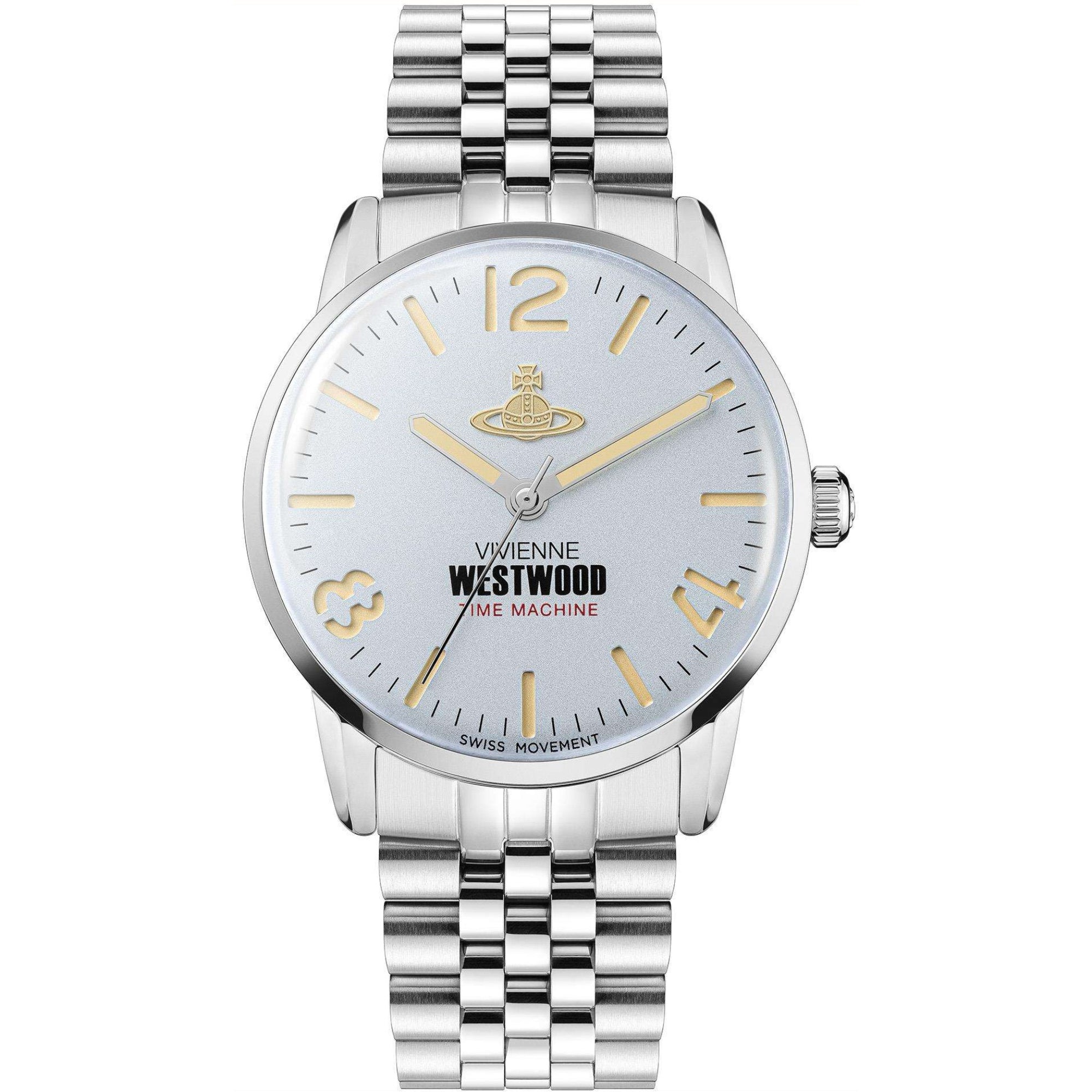 Vivienne Westwood Cadogan watch with light blue dial and stainless steel bracelet