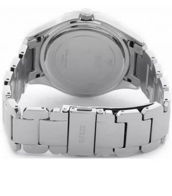 Guess Mist watch caseback showing stainless steel case and bracelet design