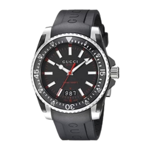 Gucci Dive Stainless Steel  with Black Rubber Band Men's Watch - YA136303