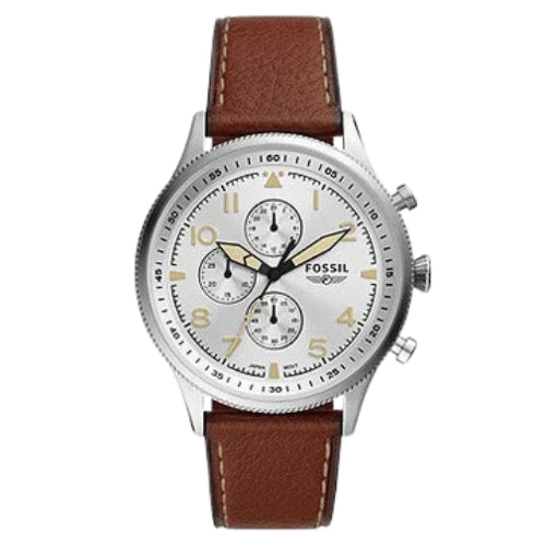Fossil Retro Pilot Chronograph Brown Leather Men's Watch FS5809