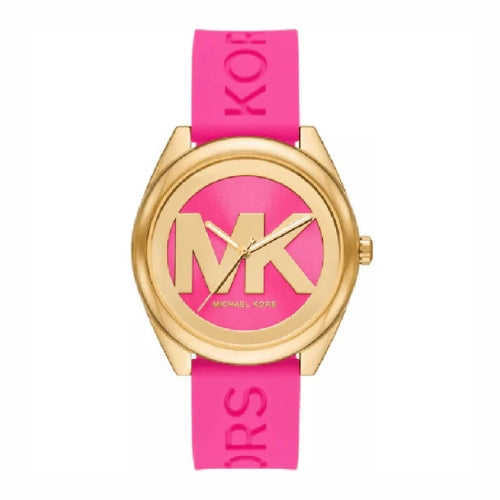 Michael Kors Janelle Quartz Pink Dial Pink Rubber Strap Watch For Women - MK7349